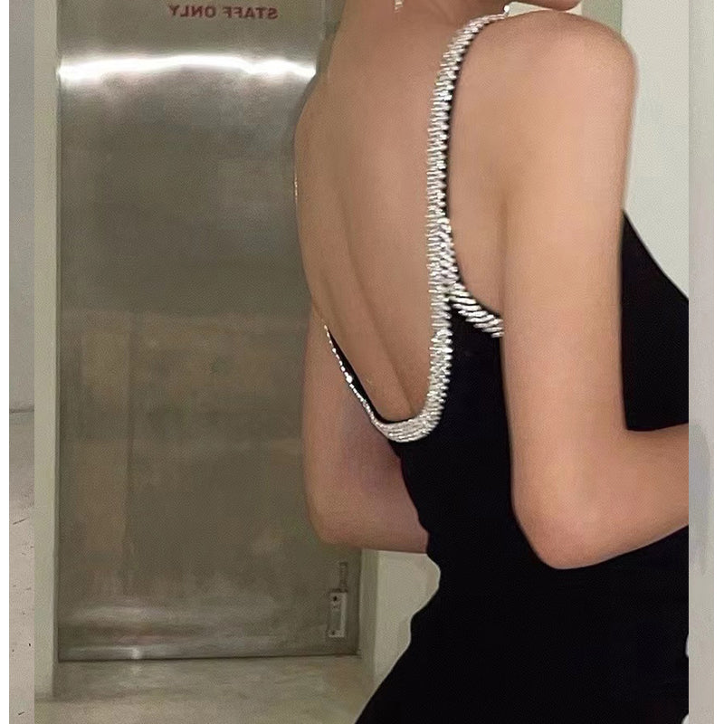 Valentine's Day Dress Solid Color Dress Slim Fit Sexy Backless Dress