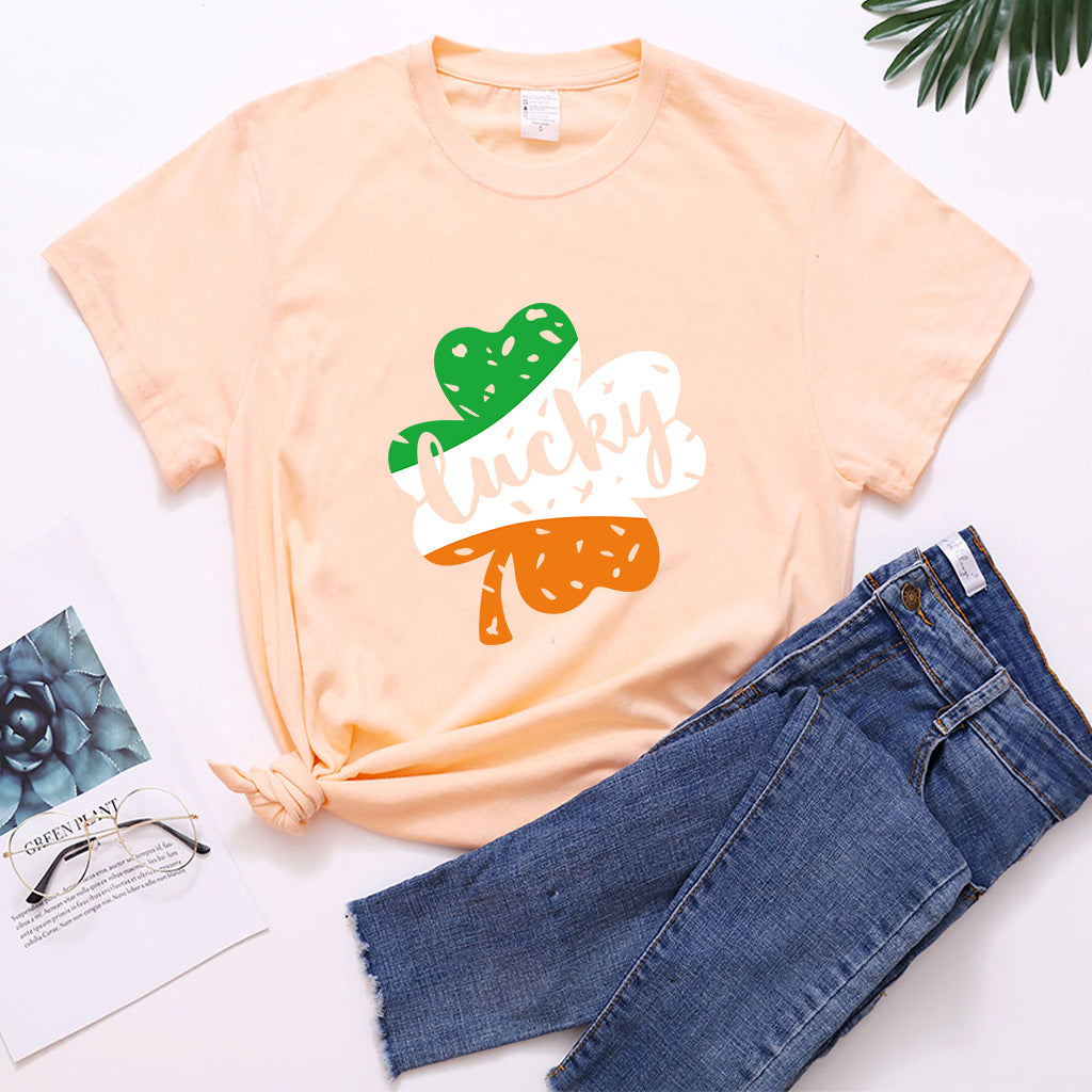 Valentine 'S Day T Shirt Large Size T-shirt Men 'S And Women 'S Short Sleeve Lucky Printed Summer