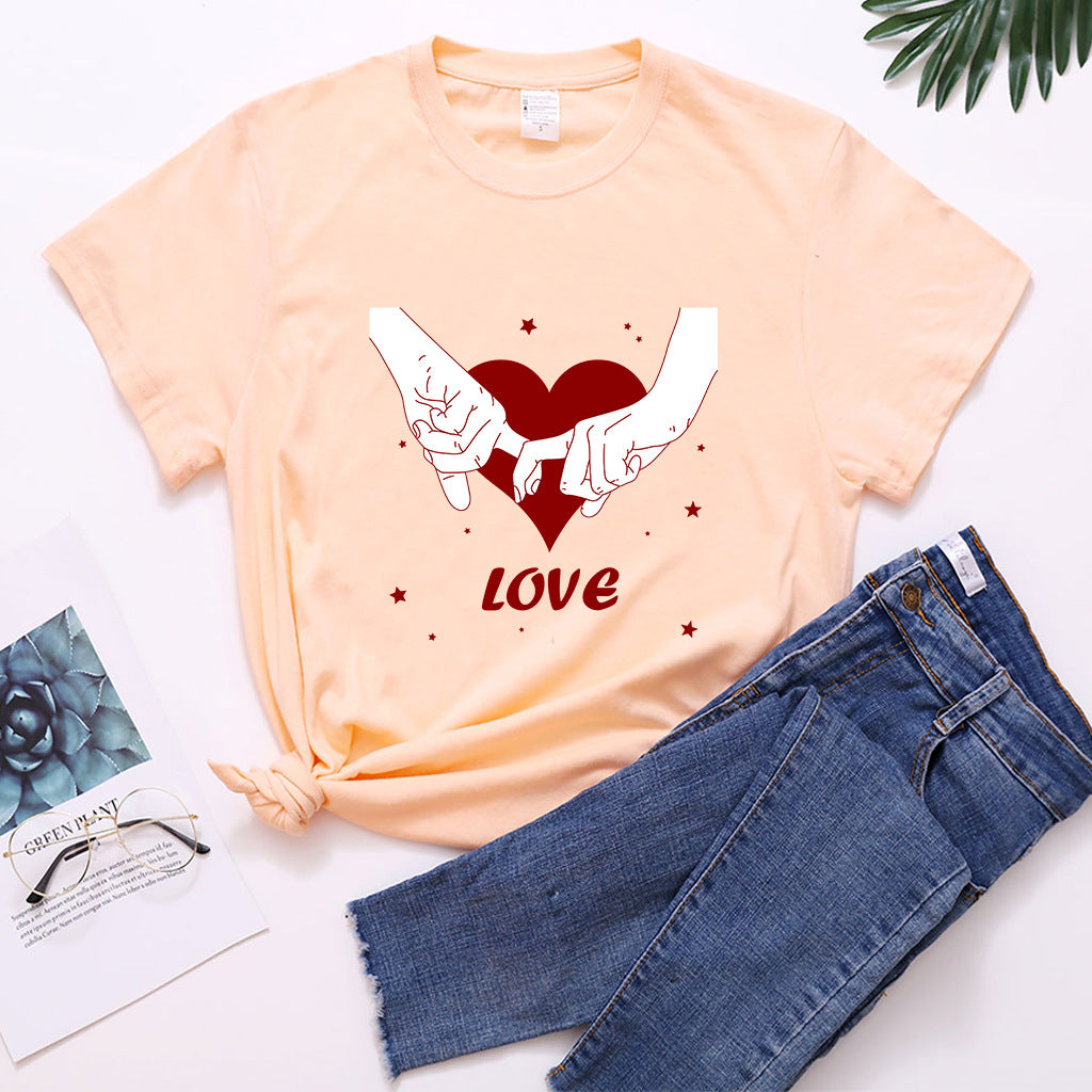 Valentine 'S Day T Shirt T-shirt Short Sleeve Love Printed Summer