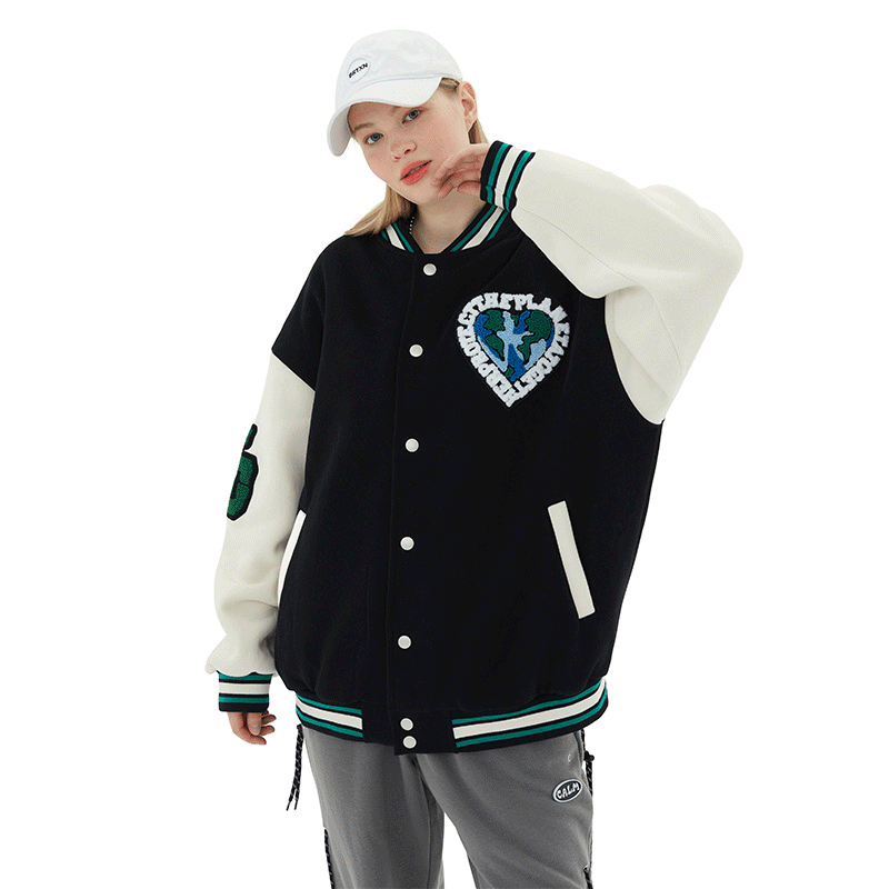 Valentine's Day Jacket Heyhenry Autumn and Winter Fleece-Lined Thickened Assorted Colors Love Letter Baseball Uniform Couple's Tops Coat for Men and Women