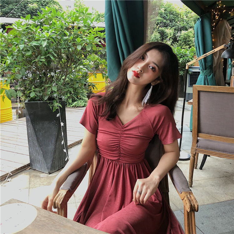 Valentine's Day Dress Spring and Summer Short Sleeve Slim Dress for Women