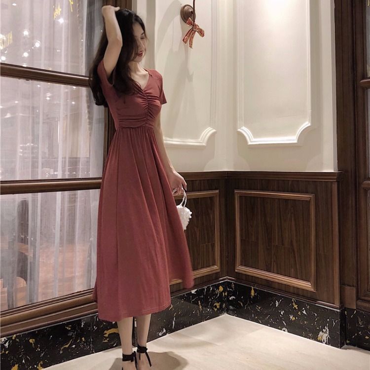 Valentine's Day Dress Spring and Summer Short Sleeve Slim Dress for Women