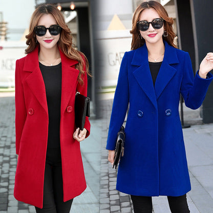 Valentine's Day Jacket Autumn and Winter Suit Collar Double-Faced Woolen Goods Woolen Coat for Women