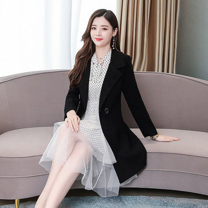 Valentine's Day Jacket Autumn and Winter Suit Collar Double-Faced Woolen Goods Woolen Coat for Women