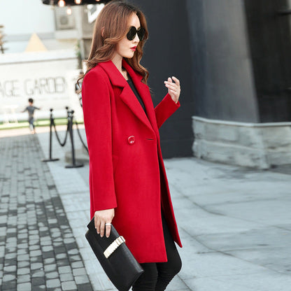 Valentine's Day Jacket Autumn and Winter Suit Collar Double-Faced Woolen Goods Woolen Coat for Women