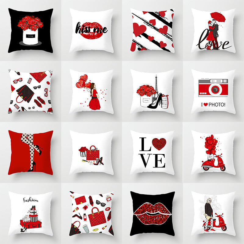 Valentine 'S Day Pillow Covers 4 Piece Random Styles Together Holiday Home Sofa Cushion Cushion Cover
