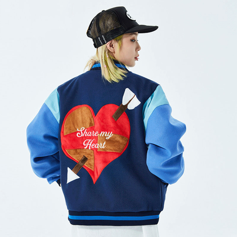 Valentine's Day Jacket Hip Hop Baseball Jacket Men's and Women's Oversize Loose Jacket Couple Style