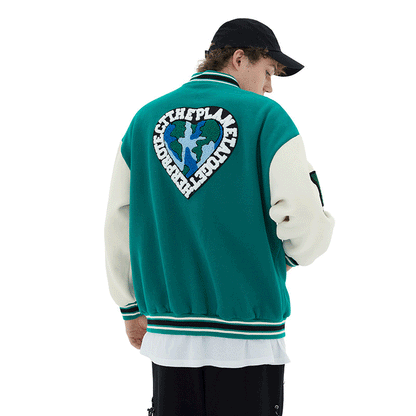 Valentine's Day Jacket Heyhenry Autumn and Winter Fleece-Lined Thickened Assorted Colors Love Letter Baseball Uniform Couple's Tops Coat for Men and Women