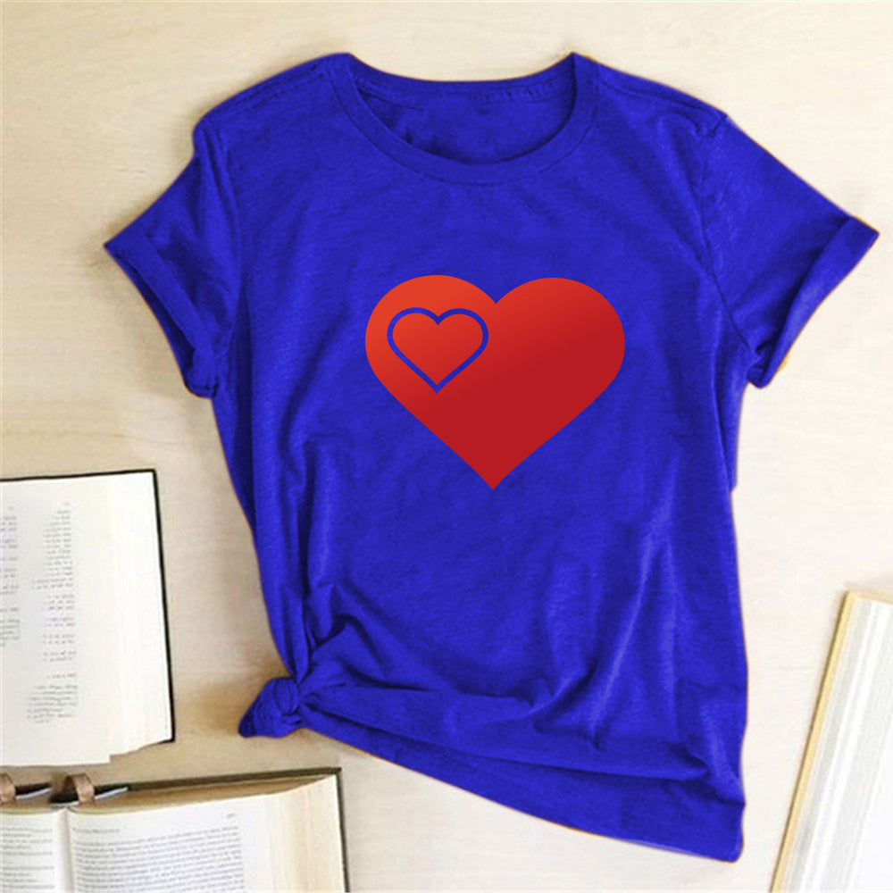 Valentine 'S Day T Shirts Couples Pattern Printed Couple T-shirt Loose Couple Outfit
