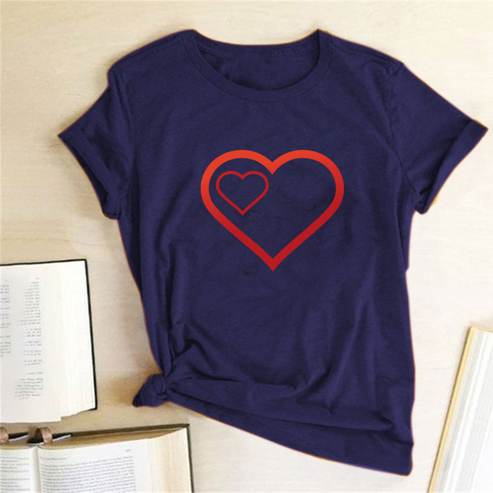 Valentine 'S Day T Shirts Couples Pattern Printed Couple T-shirt Loose Couple Outfit