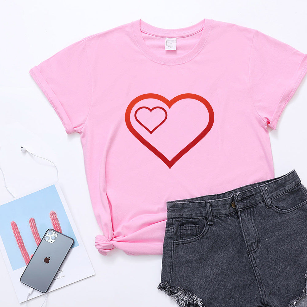Valentine 'S Day T Shirts Couples Pattern Printed Couple T-shirt Loose Couple Outfit