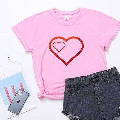 Valentine 'S Day T Shirts Couples Pattern Printed Couple T-shirt Loose Couple Outfit