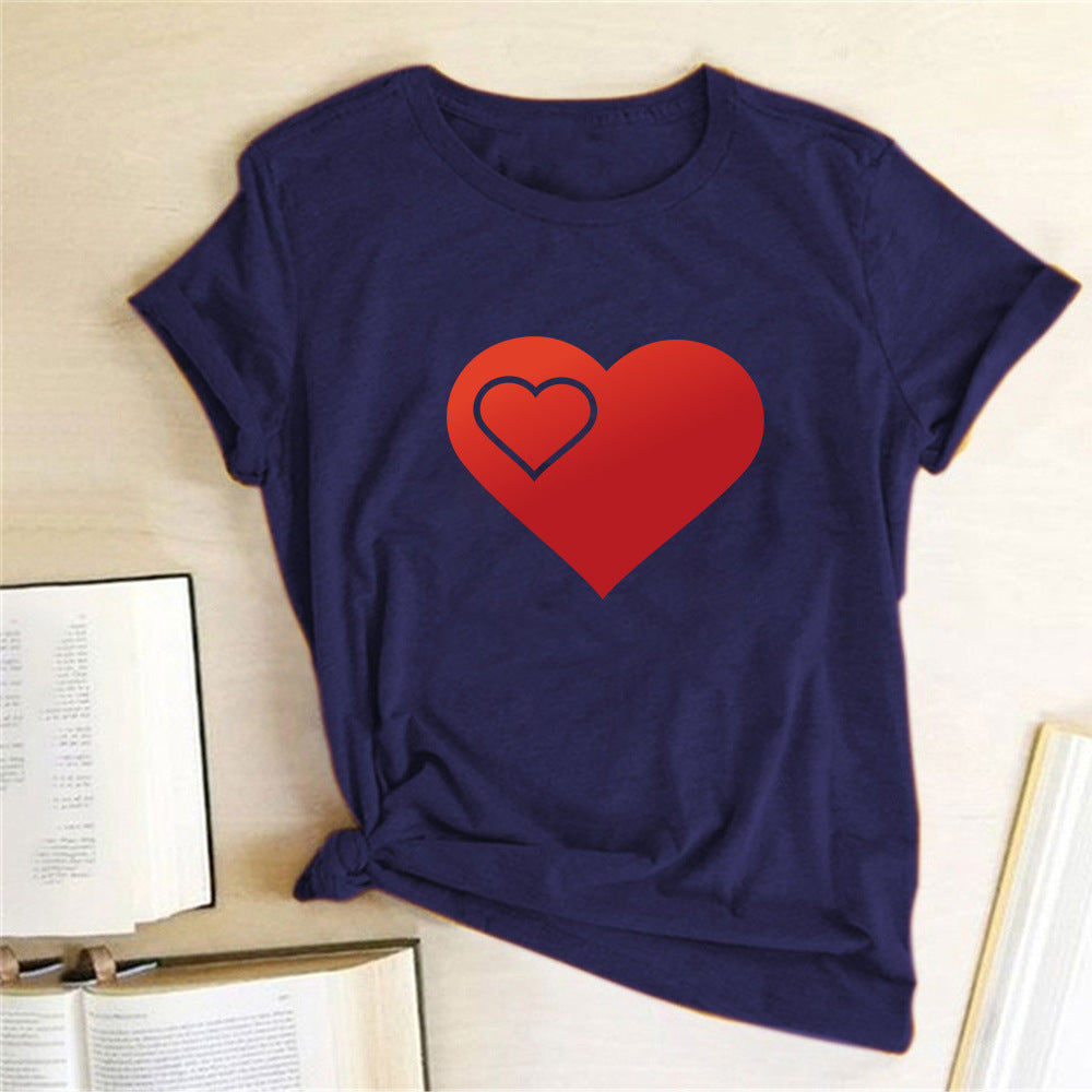 Valentine 'S Day T Shirts Couples Pattern Printed Couple T-shirt Loose Couple Outfit