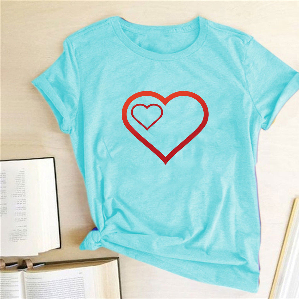 Valentine 'S Day T Shirts Couples Pattern Printed Couple T-shirt Loose Couple Outfit