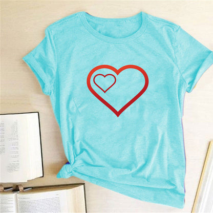 Valentine 'S Day T Shirts Couples Pattern Printed Couple T-shirt Loose Couple Outfit