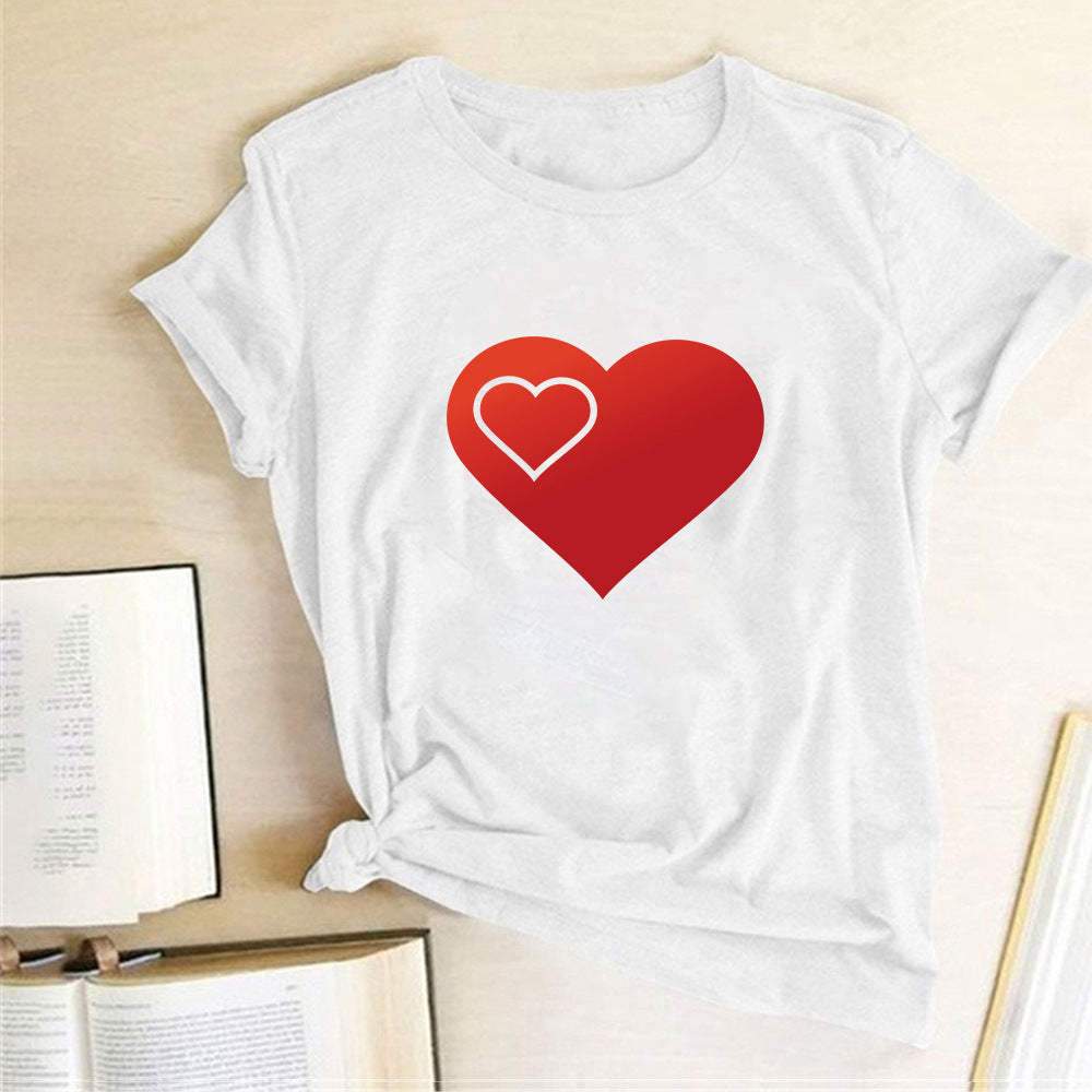 Valentine 'S Day T Shirts Couples Pattern Printed Couple T-shirt Loose Couple Outfit