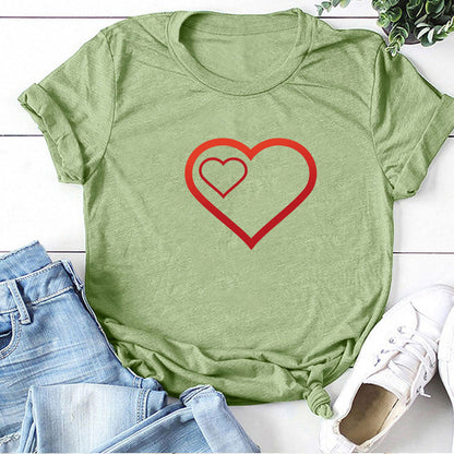 Valentine 'S Day T Shirts Couples Pattern Printed Couple T-shirt Loose Couple Outfit