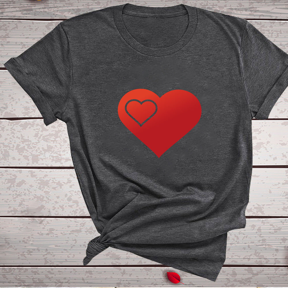 Valentine 'S Day T Shirts Couples Pattern Printed Couple T-shirt Loose Couple Outfit