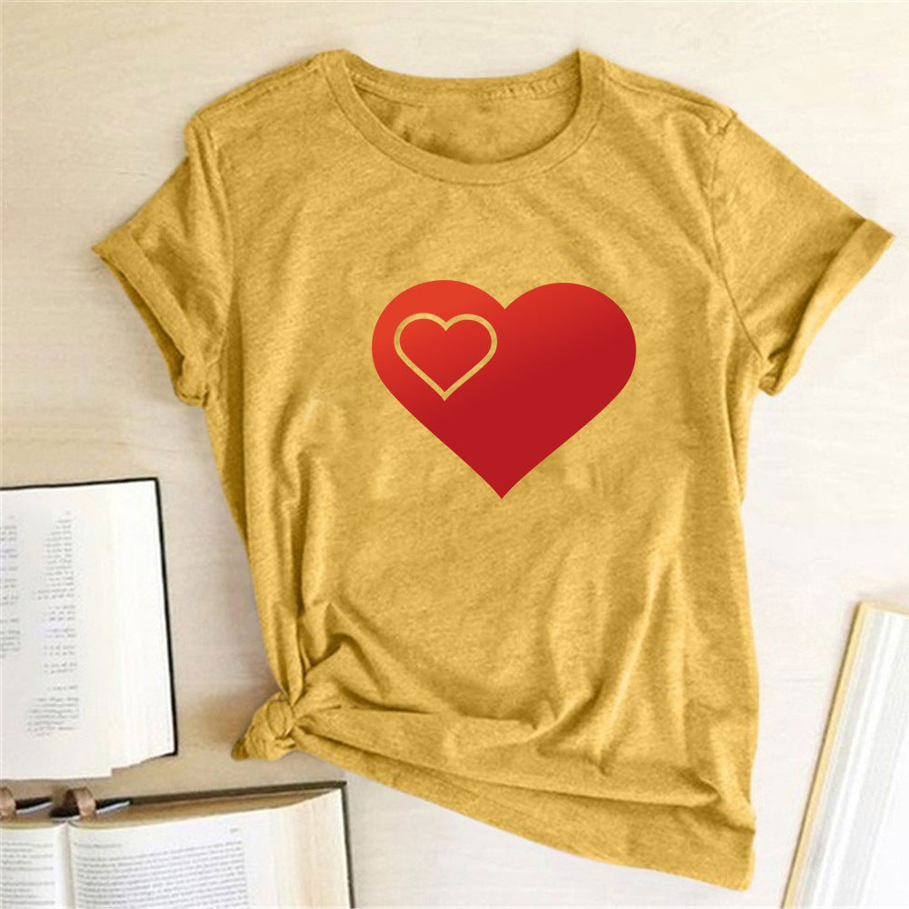 Valentine 'S Day T Shirts Couples Pattern Printed Couple T-shirt Loose Couple Outfit