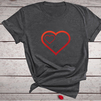 Valentine 'S Day T Shirts Couples Pattern Printed Couple T-shirt Loose Couple Outfit