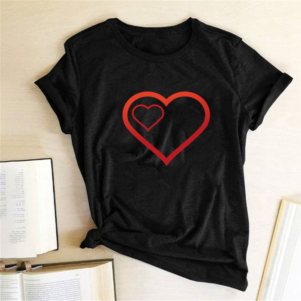 Valentine 'S Day T Shirts Couples Pattern Printed Couple T-shirt Loose Couple Outfit