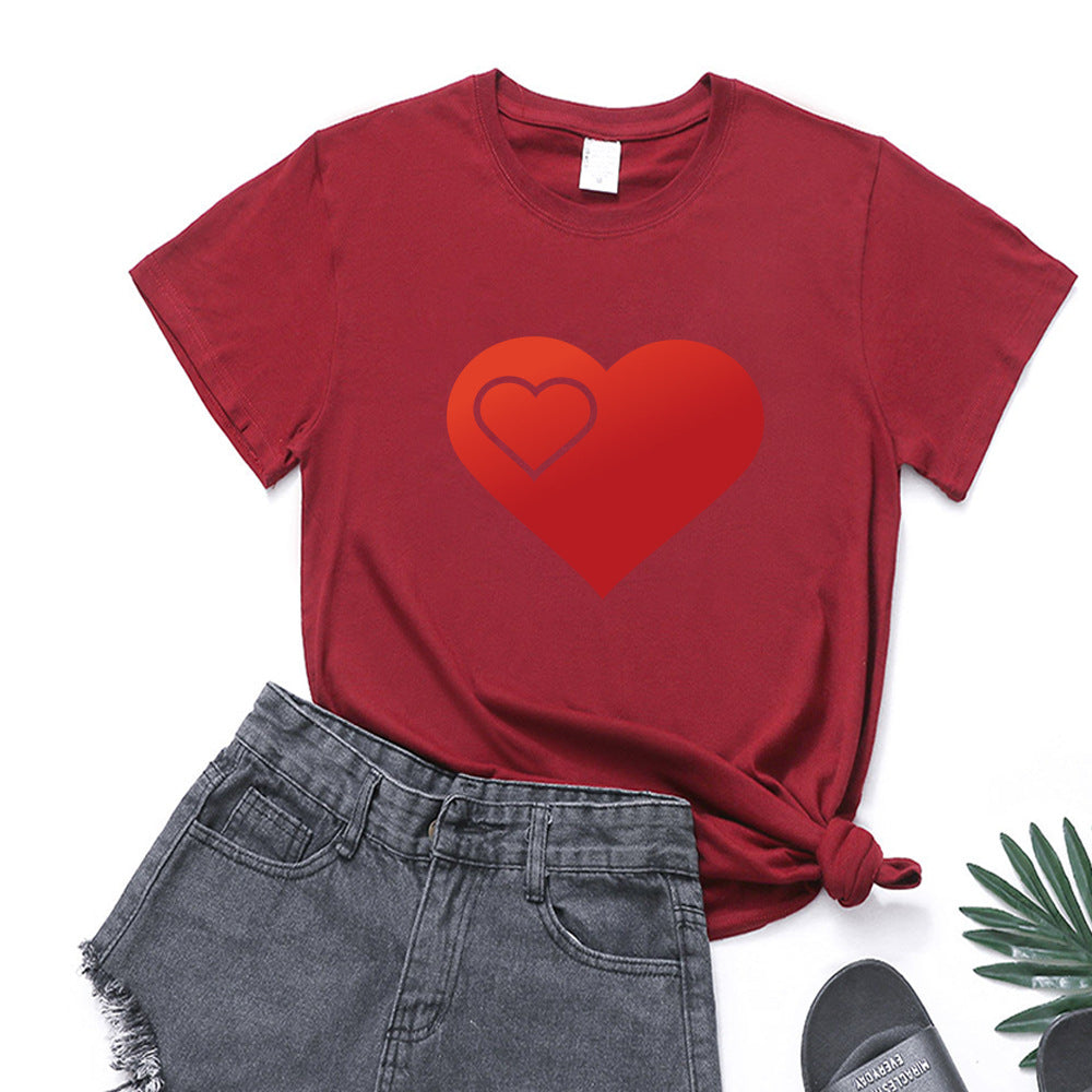 Valentine 'S Day T Shirts Couples Pattern Printed Couple T-shirt Loose Couple Outfit