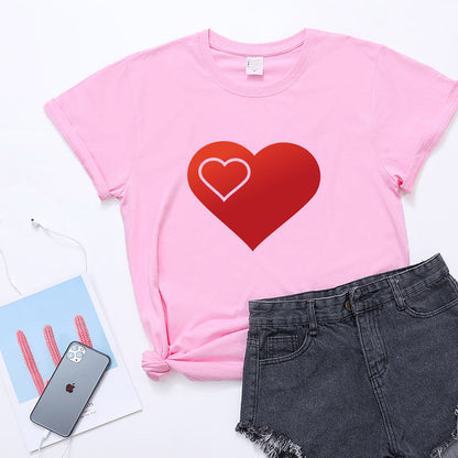 Valentine 'S Day T Shirts Couples Pattern Printed Couple T-shirt Loose Couple Outfit
