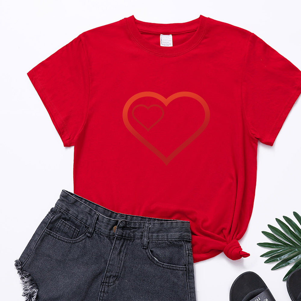 Valentine 'S Day T Shirts Couples Pattern Printed Couple T-shirt Loose Couple Outfit