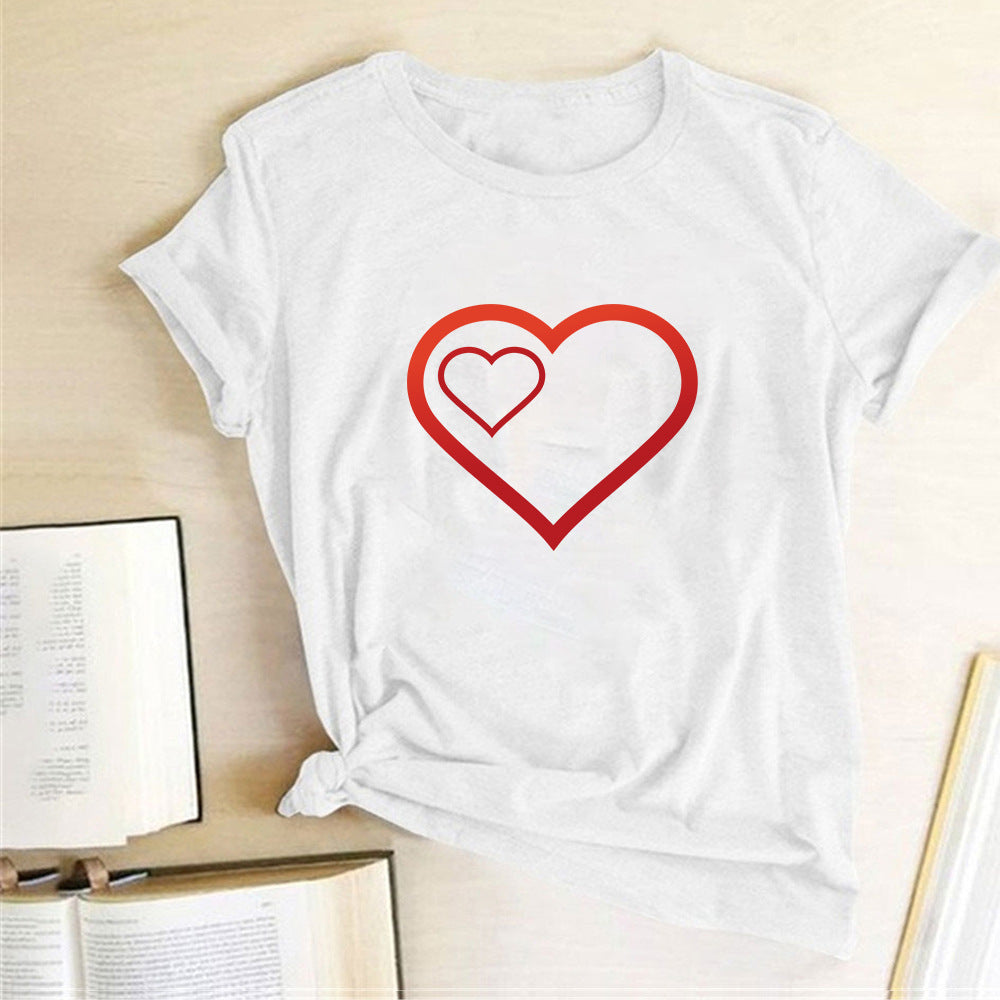 Valentine 'S Day T Shirts Couples Pattern Printed Couple T-shirt Loose Couple Outfit