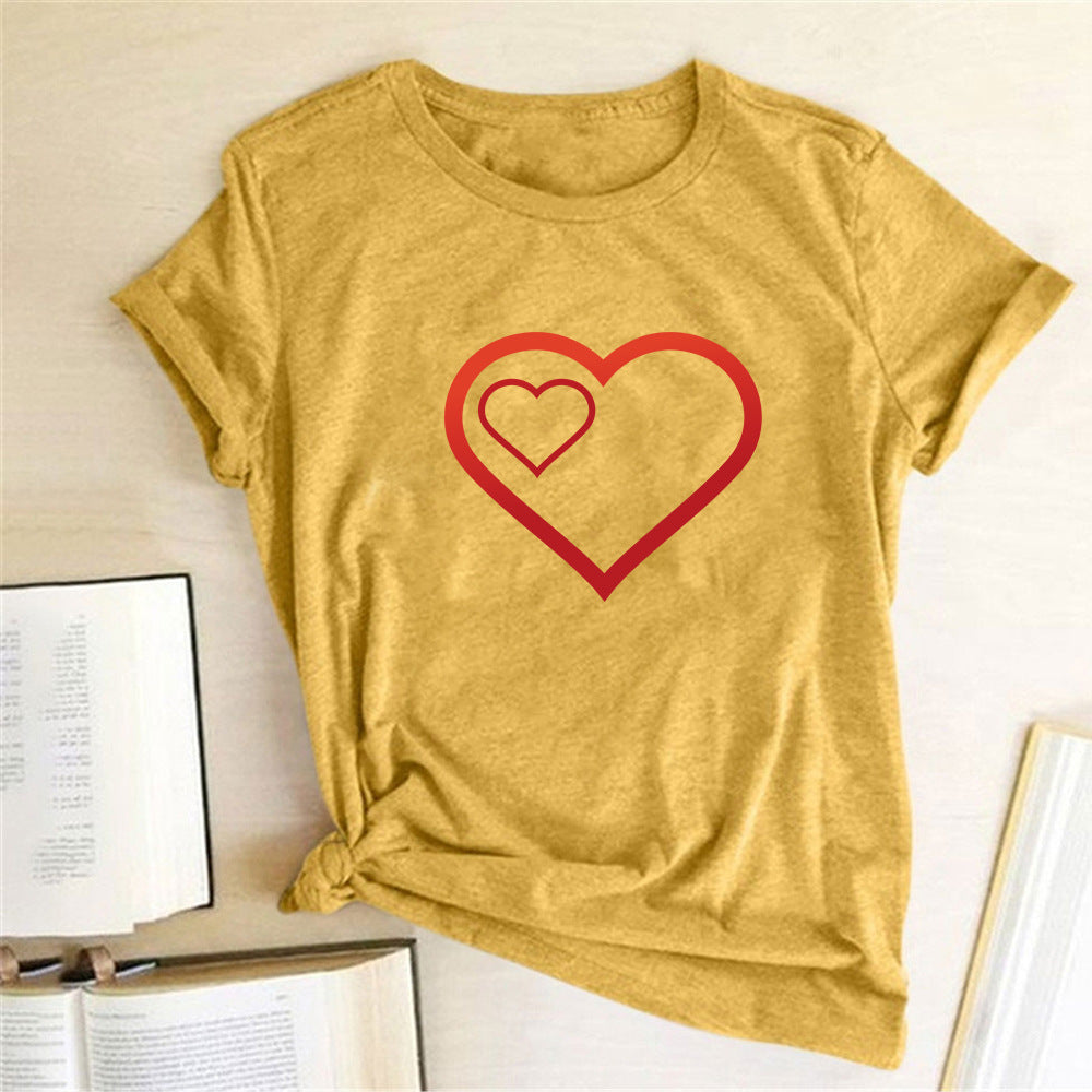 Valentine 'S Day T Shirts Couples Pattern Printed Couple T-shirt Loose Couple Outfit
