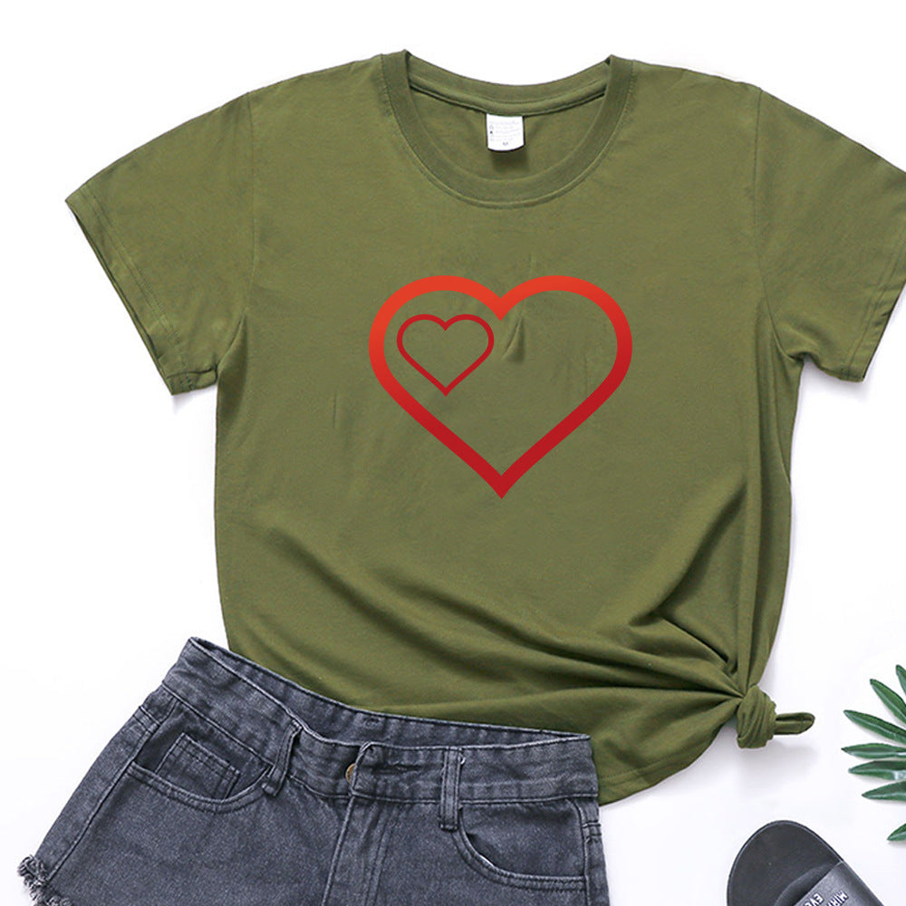 Valentine 'S Day T Shirts Couples Pattern Printed Couple T-shirt Loose Couple Outfit