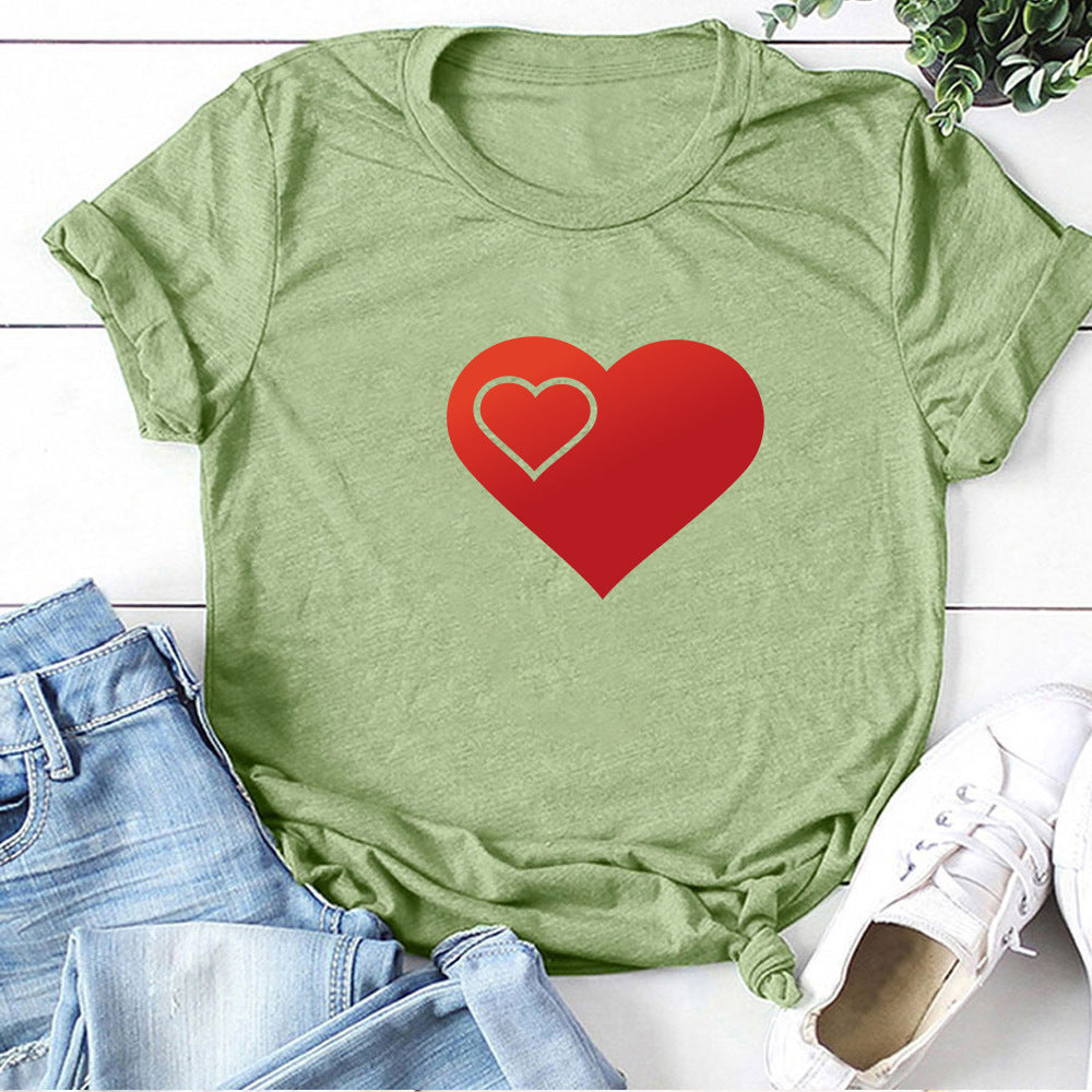 Valentine 'S Day T Shirts Couples Pattern Printed Couple T-shirt Loose Couple Outfit