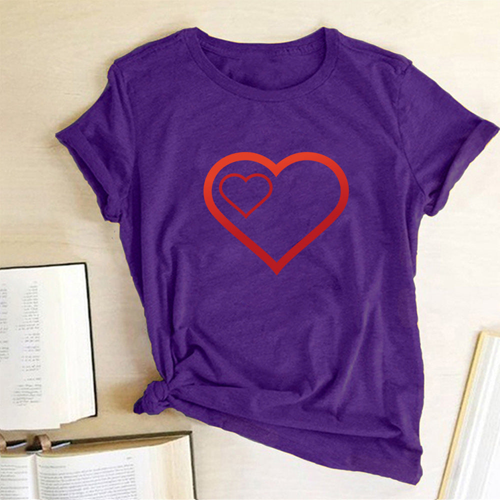 Valentine 'S Day T Shirts Couples Pattern Printed Couple T-shirt Loose Couple Outfit