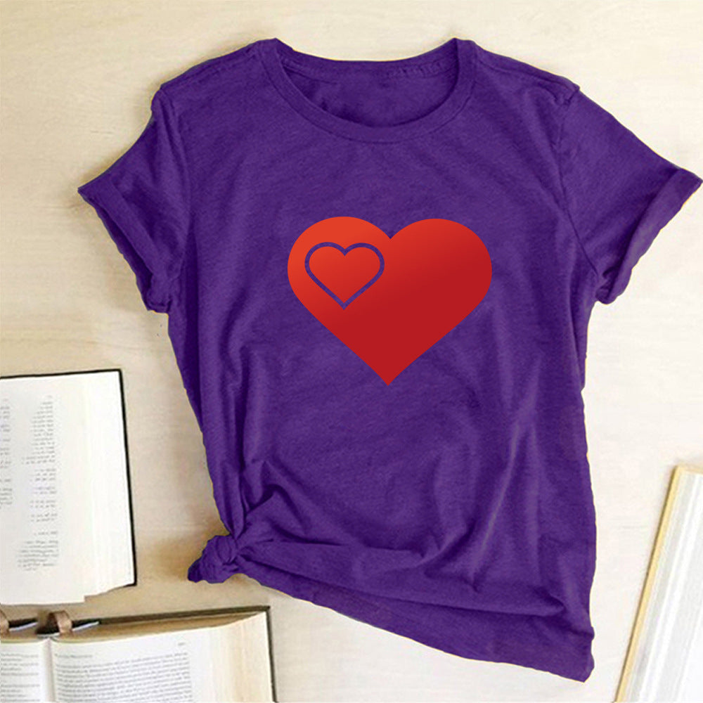 Valentine 'S Day T Shirts Couples Pattern Printed Couple T-shirt Loose Couple Outfit