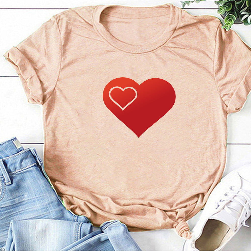 Valentine 'S Day T Shirts Couples Pattern Printed Couple T-shirt Loose Couple Outfit
