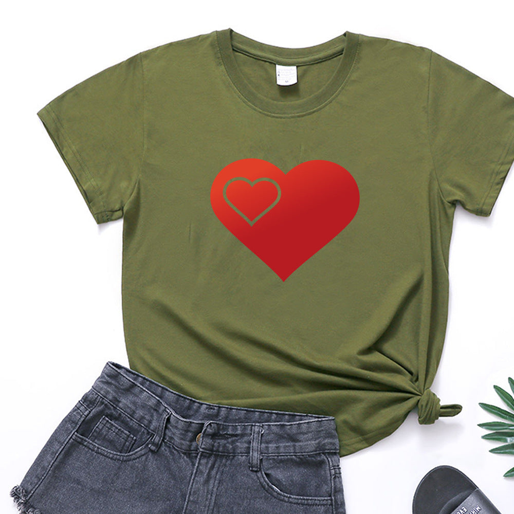 Valentine 'S Day T Shirts Couples Pattern Printed Couple T-shirt Loose Couple Outfit