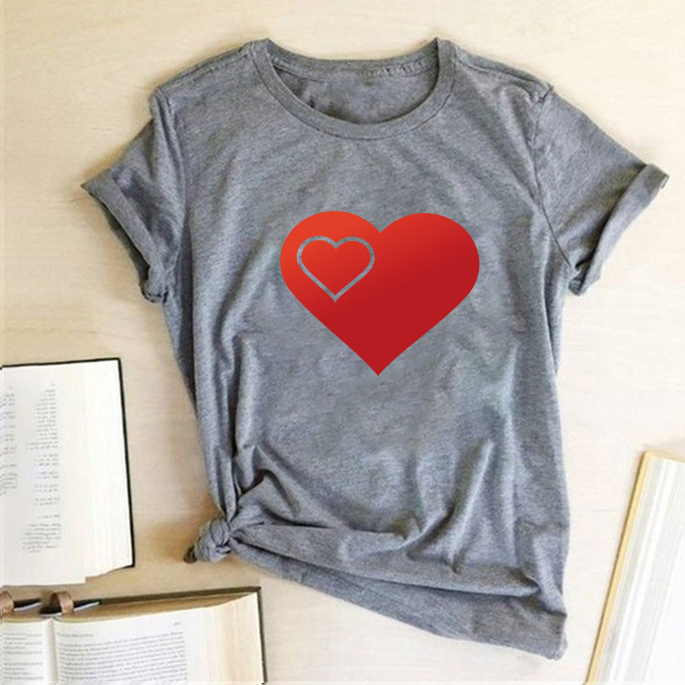 Valentine 'S Day T Shirts Couples Pattern Printed Couple T-shirt Loose Couple Outfit