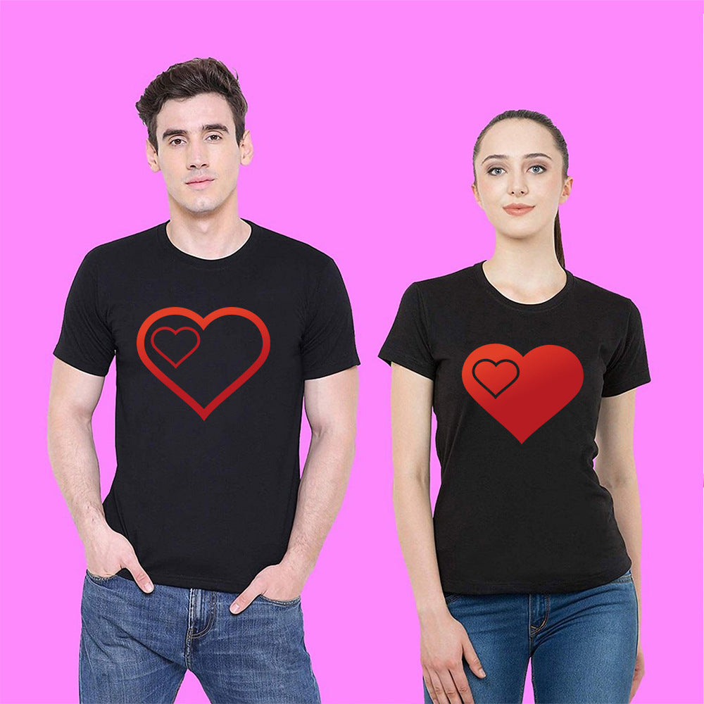 Valentine 'S Day T Shirts Couples Pattern Printed Couple T-shirt Loose Couple Outfit