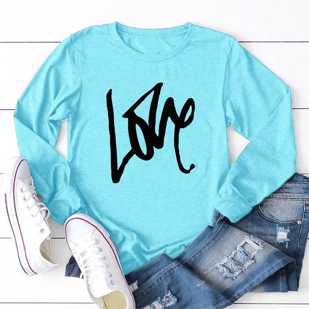 Valentine 'S Day T Shirts Couples Printed Long Sleeve Men And Women Solid Color Long Sleeve