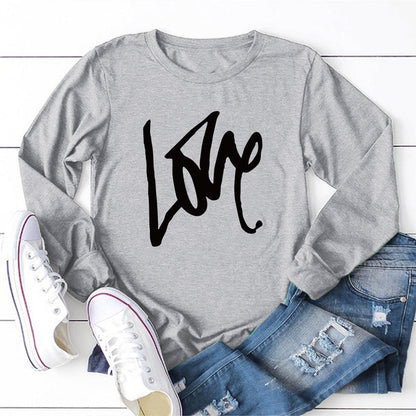 Valentine 'S Day T Shirts Couples Printed Long Sleeve Men And Women Solid Color Long Sleeve