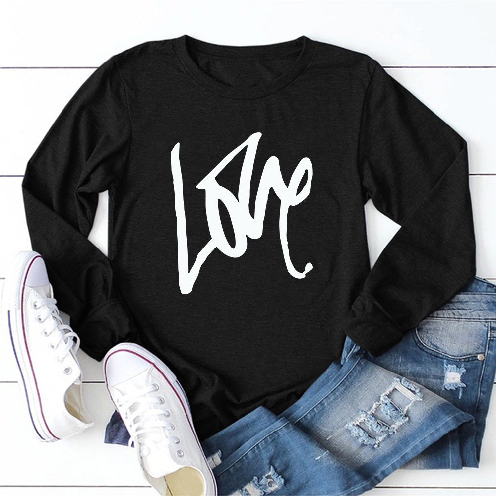 Valentine 'S Day T Shirts Couples Printed Long Sleeve Men And Women Solid Color Long Sleeve