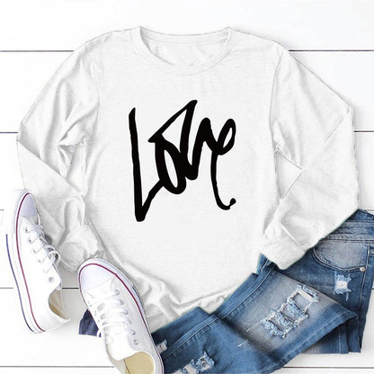 Valentine 'S Day T Shirts Couples Printed Long Sleeve Men And Women Solid Color Long Sleeve
