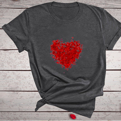 Valentine 'S Day T Shirts Couples Red Butterfly Group Love Pattern Printed Women 'S T-shirt