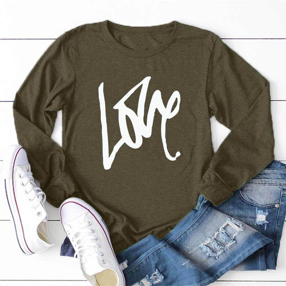 Valentine 'S Day T Shirts Couples Printed Long Sleeve Men And Women Solid Color Long Sleeve