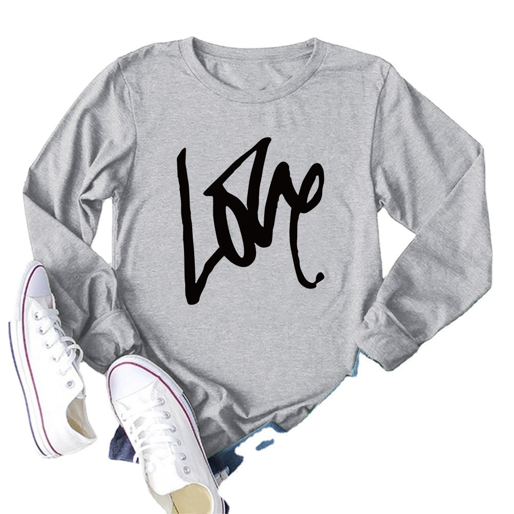 Valentine 'S Day T Shirts Couples Printed Long Sleeve Men And Women Solid Color Long Sleeve
