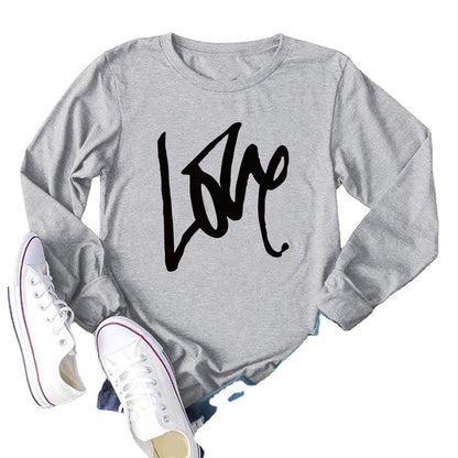 Valentine 'S Day T Shirts Couples Printed Long Sleeve Men And Women Solid Color Long Sleeve