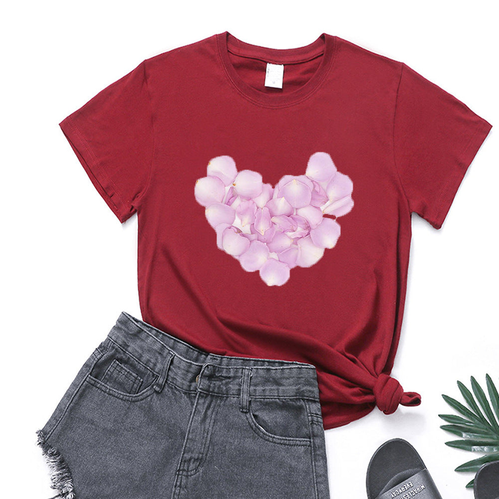 Valentine 'S Day T Shirts Couples Love Pattern Printed Women 'S T-shirt