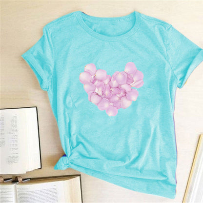 Valentine 'S Day T Shirts Couples Love Pattern Printed Women 'S T-shirt