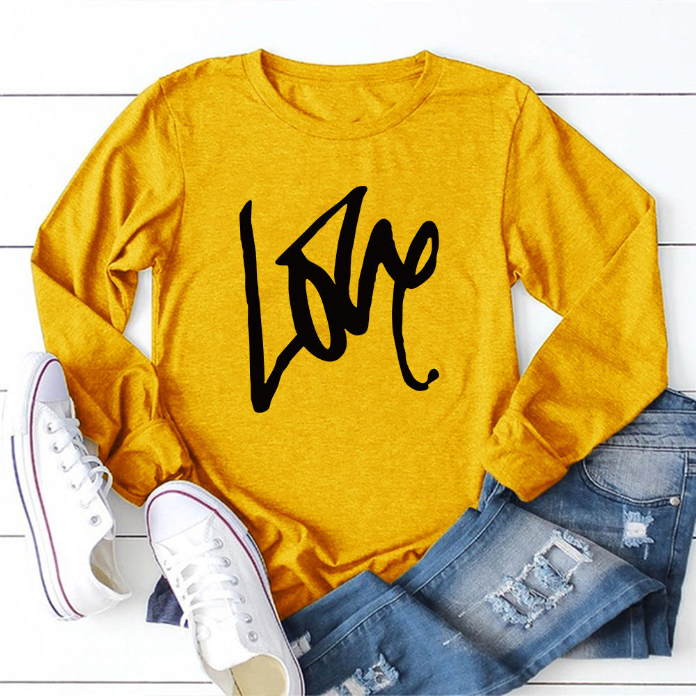 Valentine 'S Day T Shirts Couples Printed Long Sleeve Men And Women Solid Color Long Sleeve