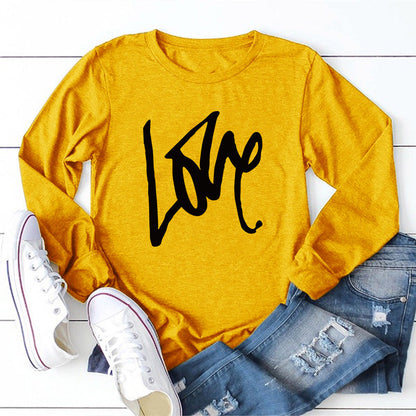 Valentine 'S Day T Shirts Couples Printed Long Sleeve Men And Women Solid Color Long Sleeve